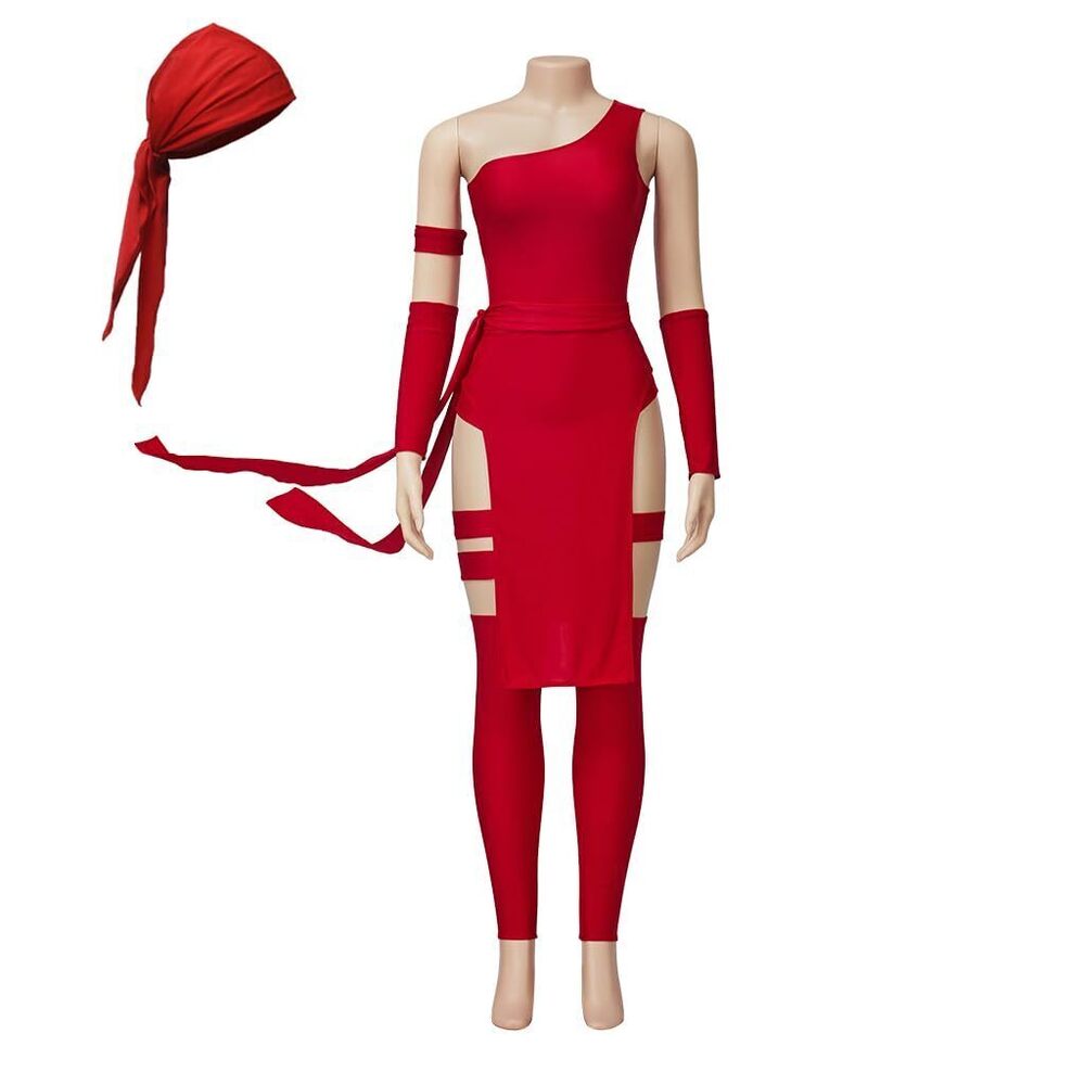 4940 Movie Elektra Cosplay Costume Sexy Red Battle Suit Superhero Elektra